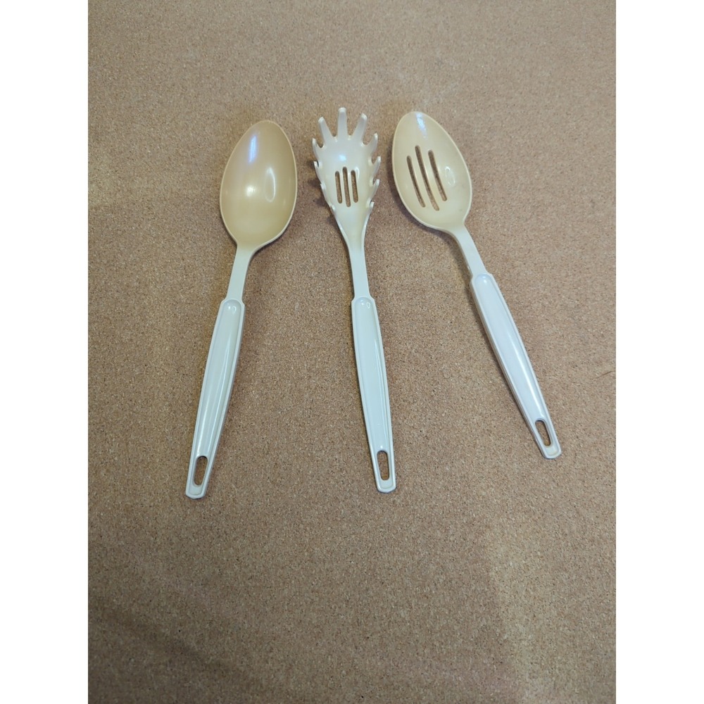 Ecko Serving set of 3 Utensils Cream Plastic Mid Century Kitchen